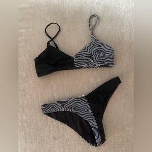 Onia Printed Color-block Bikini